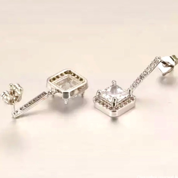 🌟Fancy Square Sterling Silver Earrings - Picture 2 of 4